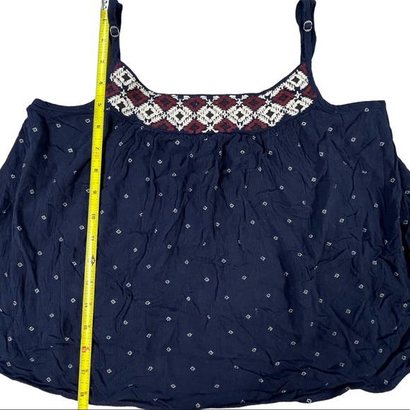 Cape Juby size medium spaghetti strap navy blue top with red & white neck design - Picture 12 of 14
